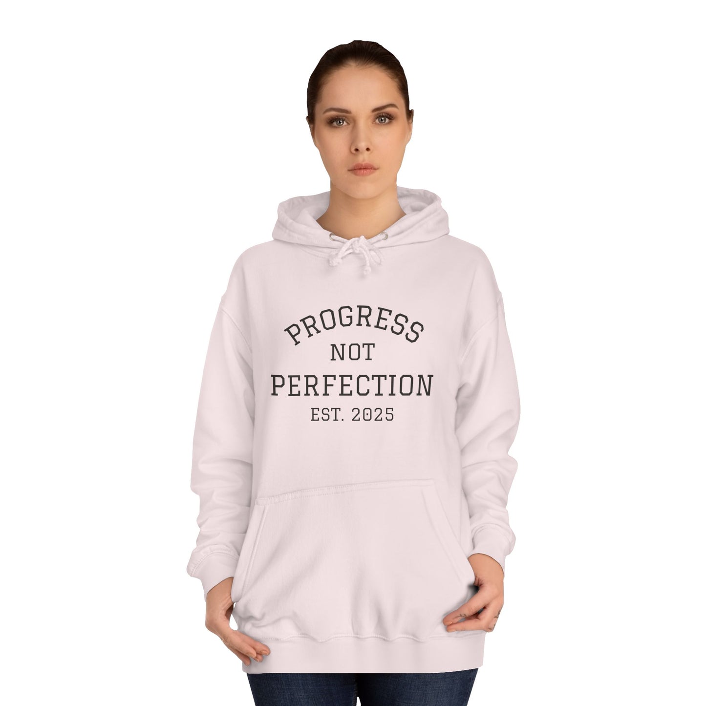 Unisex College Hoodie – 'Progress Not Perfection' – Casual Wear for Students & Graduates