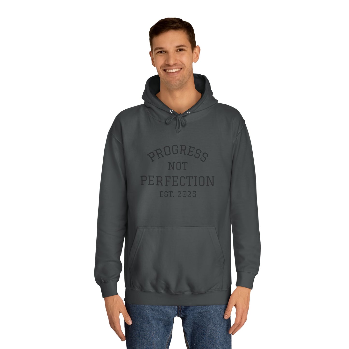 Unisex College Hoodie – 'Progress Not Perfection' – Casual Wear for Students & Graduates