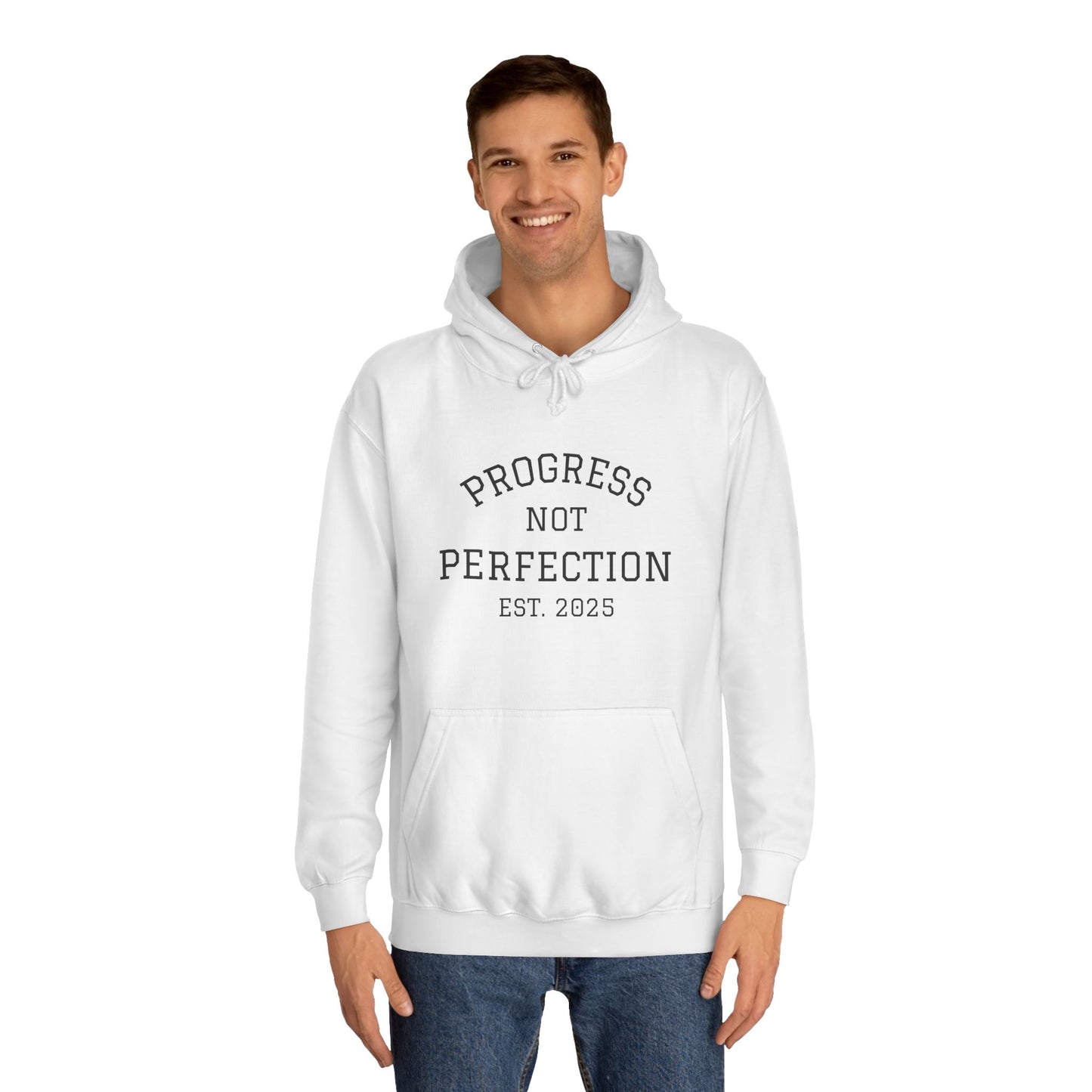Unisex College Hoodie – 'Progress Not Perfection' – Casual Wear for Students & Graduates