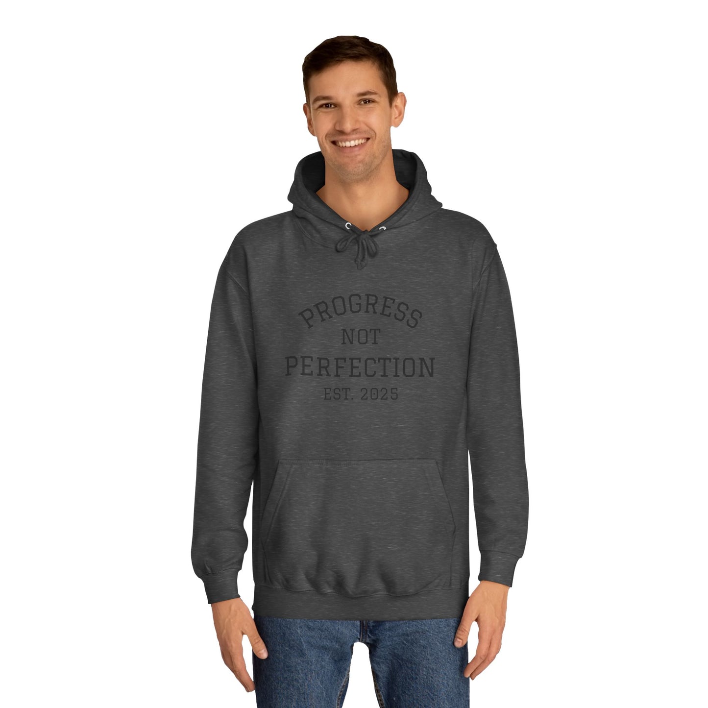 Unisex College Hoodie – 'Progress Not Perfection' – Casual Wear for Students & Graduates