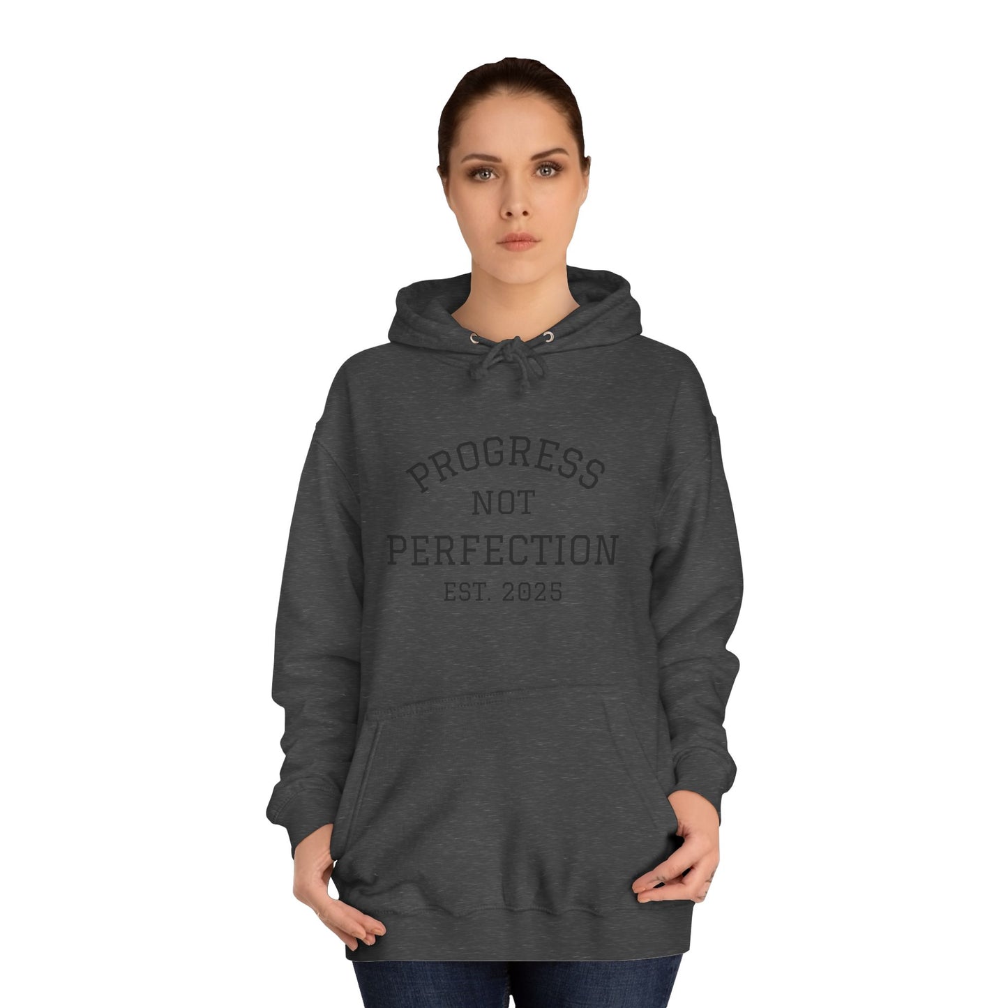 Unisex College Hoodie – 'Progress Not Perfection' – Casual Wear for Students & Graduates