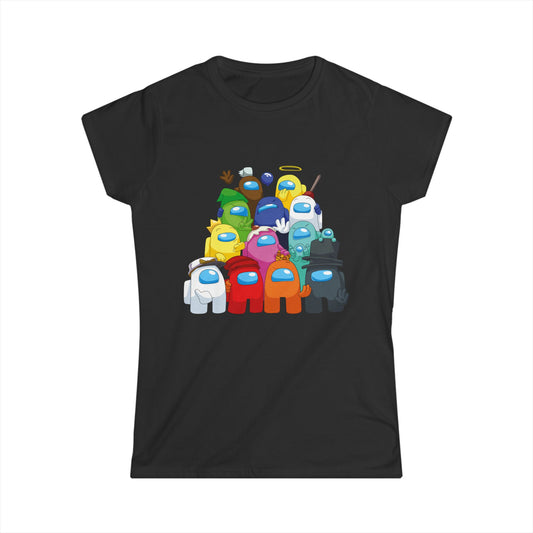Among Us Themed Women's Softstyle Tee - Fun & Playful Character Design